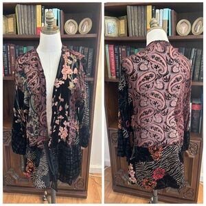 MULTIPLES Velvet Burnout Boho Kimono SZ 0X
